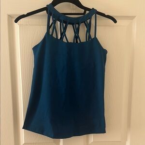 POPFLEX Vintage Blue Sleeveless Cut Out Tank Top